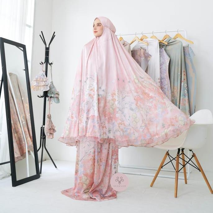 Promo Veselka Mukena Dewasa Hawwa Signature Prayerset Jumbo Size With Sajadah Traveling Bunga atasan