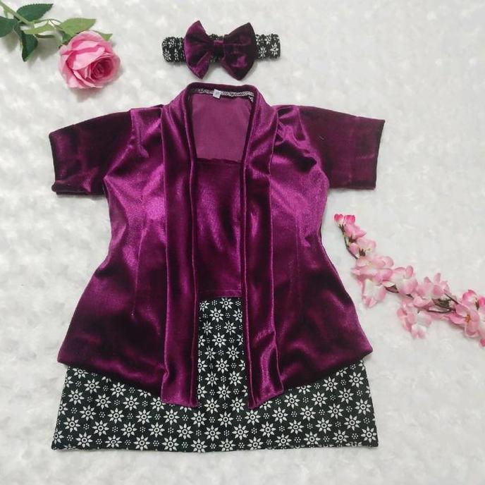 KEBAYA BAYI BLUDRU / KEBAYA ANAK PEREMPUAN / SETELAN BAJU KEBAYA ANAK Ungu