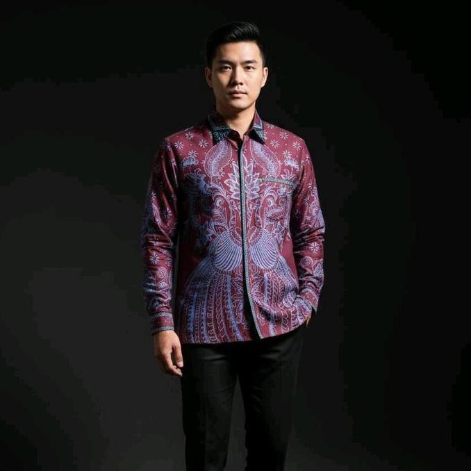 Kemeja Batik Pria Formal Lengan Panjang Bahan Katun Solo Premium Cuttingan Slimfit Full jaitan Smok 