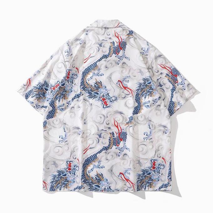 Kemeja pendek pria wanita retro naga vintage putih L XL XXL 2L 2XL