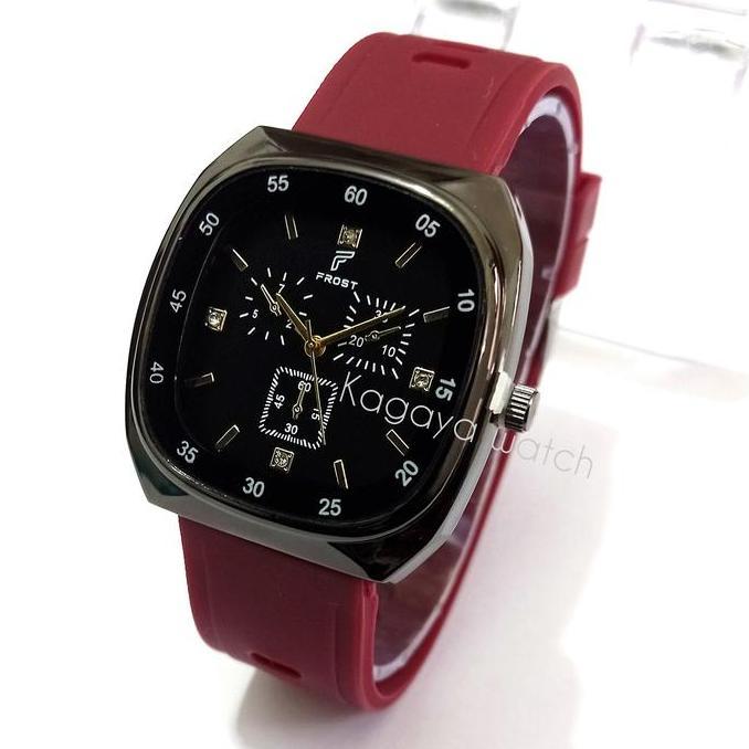 Jam Tangan Pria Dan Wanita Kotak Hitam Tali Karet-Unisex,Jam Tangan Formal Wanita Watches Termurah