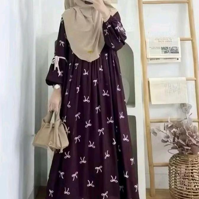 FREE ONGKIR GAMIS LEBARAN 2026 IDUL FITRI MUSLIM DENGAN DESAIN ELEGAN DAN MOTIF BUNGA HITAM UNTUK TA