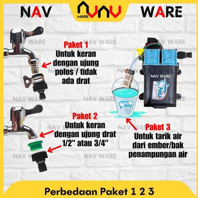 Paket Booster Penguat Air Mesin Cuci Pompa HIU Dual Pump DC 12V 138psi