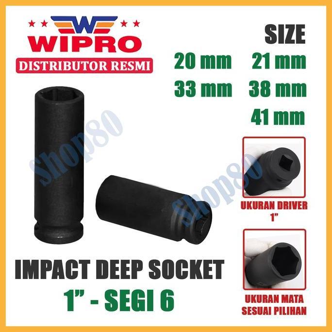 Promo Wipro Mata Kunci Shock Impact Panjang Sok 1" 6PT 20 21 33 38 41 mm Diskon