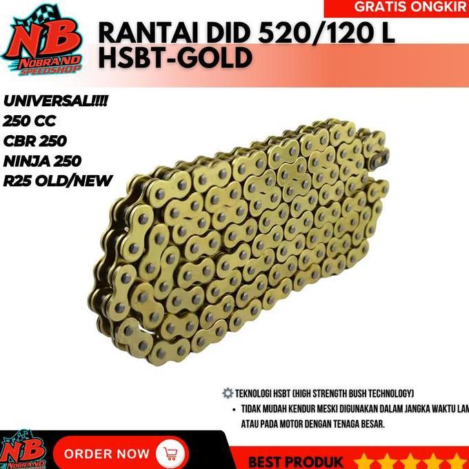 Danamara5Hop - Promo Rantai Motor Gold Willwood Tebal 520 H Panjang 130 L Murah Rante Tiger R25 Mt25