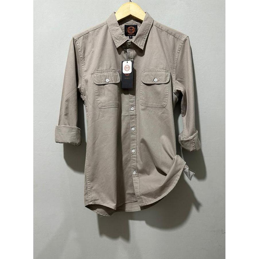 BEST SELLER FDS ID - KEMEJA PRIA KERAH FASHION LENGAN PANJANG SLIM-FITTING KATUN TUWIL SWEDING