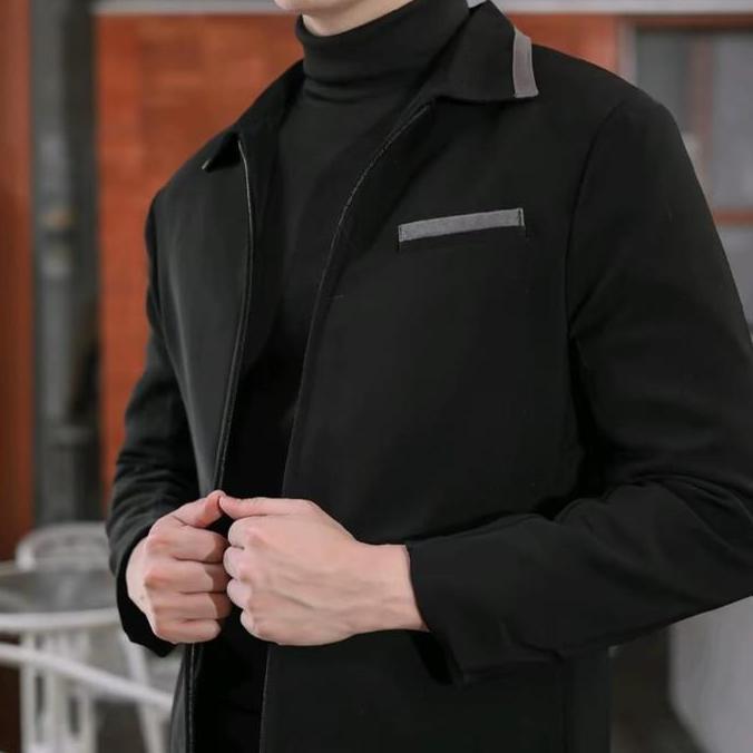 JASKET HITAM PRIA-JAKET SLIMFIT- JAKET SEMI JAS-JAS SANTRI-JASKET PRIA