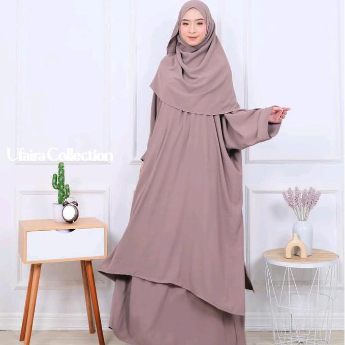 BEST SELLER UFAIRA COLLECTION ~ ONE SET FATIMAH SETELAN TERBARU UKURAN JUMBO POLOS WANITA MUSLIM PAN