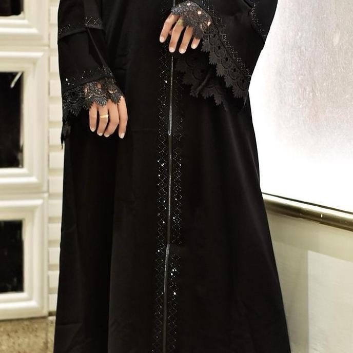 Abaya hitam jetblack premium terbaru gamis arab abaya hitam dubai Dress Turki Syari Muslim Zipper Me