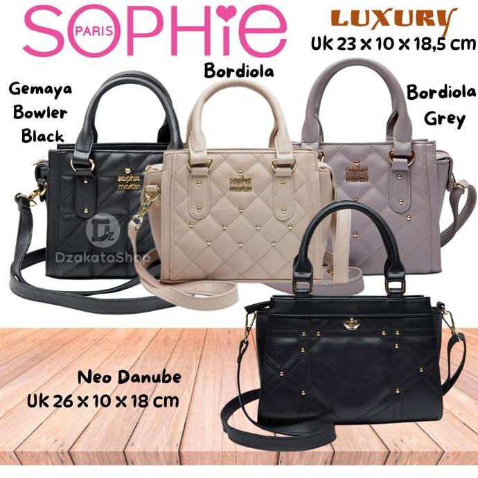 Tas Jinjing Wanita Sophie Martin Paris Bordiola Grey Danube Gemaya Bowler Hitam Berry Promo Terbaru 