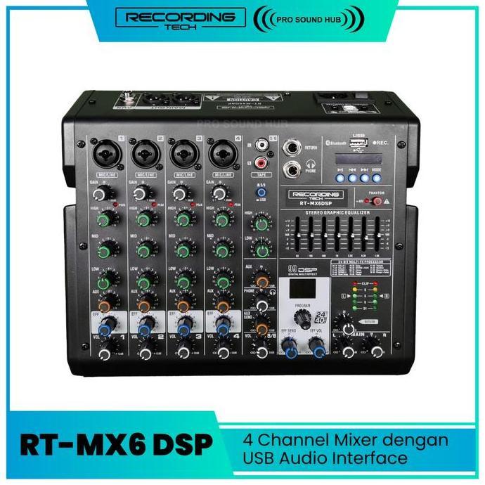 Ratu_seller428 - Recording Tech RT-MX6 DSP RTMX6 RecordingTech Mixer 4 Channel Mic 6 Input Bluetooth