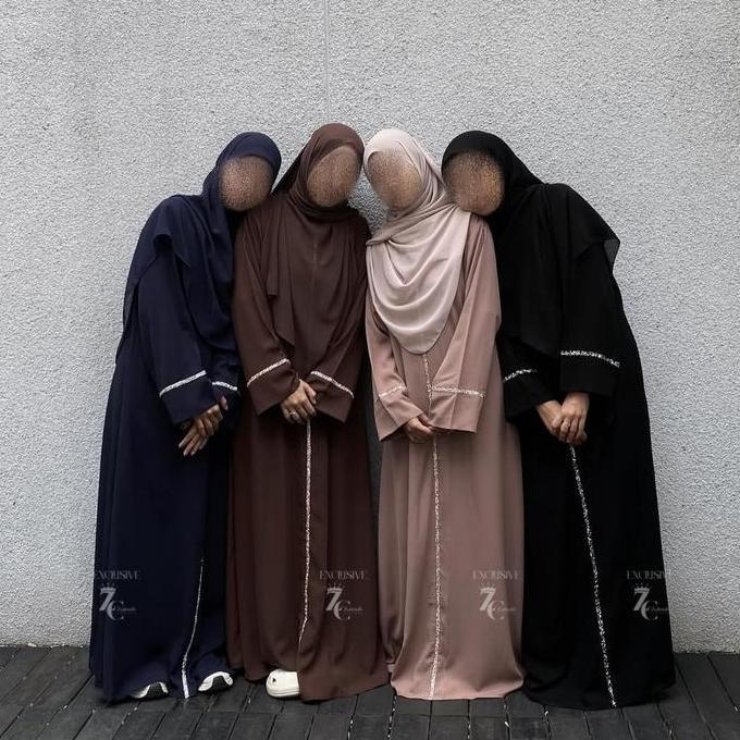 Abaya Zainab gamis remaja hitam warna simple mata kristal  by.zainab collection Muslim Wanita Syari 