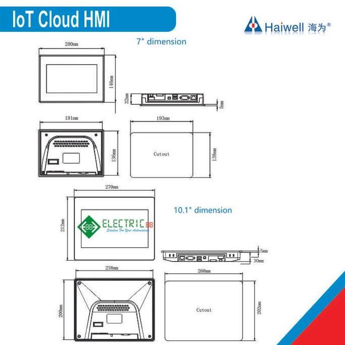 Autonix- B7H-W Haiwell, Iot Cloud Hmi 7 Inch + Wifi Hd Resolution 1024X600
