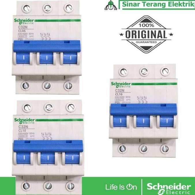 Spesial Schneider Mcb Pln Kepala Biru C32N 3P 6A 10 A 16A Cl6 Cl10 Cl16