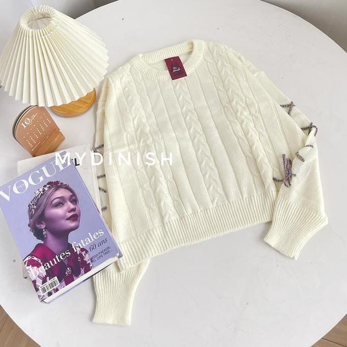 Cntikk- Natali Cable Blouse - Atasan Rajut Wanita Crew Neck Baju