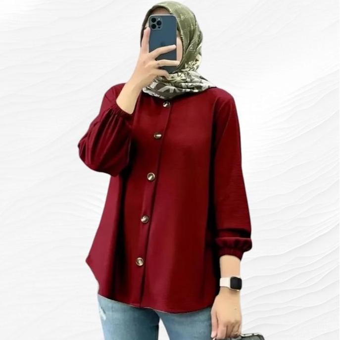 TERBARU Kemeja Jumbo Ld120&105 Atasan Wanita Hijab Karina Blouse Kekinian Blus Tshirt Muslimah Bahan
