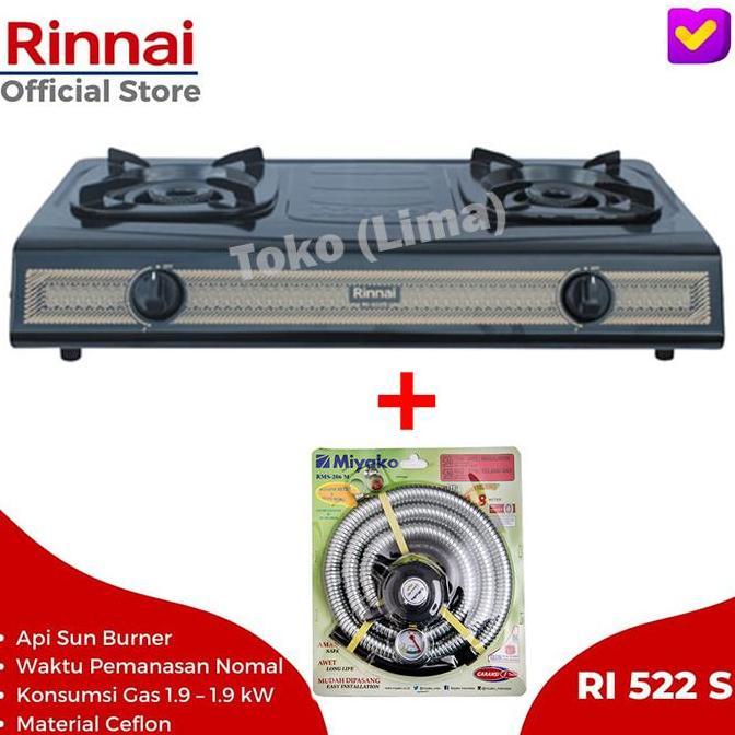 Kualitass- Kompor Gas 2 Tungku Rinnai 522 S Murah Kompor Rinnai 2 Tungku 522S