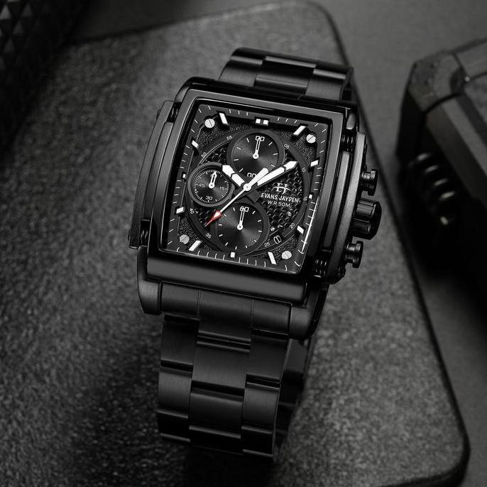 Jam Tangan Pria Evans Jayden 9619 Rantai Stainless Steel Chronograph Kaca Sapphire Water Resistant 5