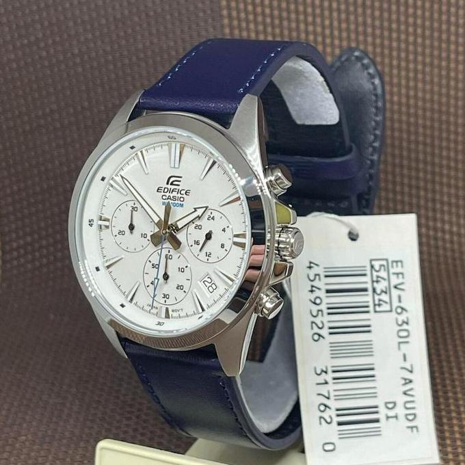 Casio EDIFICE EFV-630L-7AVUDF Jam Tangan Pria Leather Kulit Chronograph EFV-630L-7A EFV630L