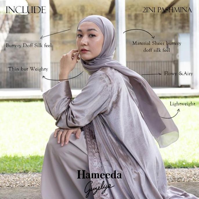 Sale Hameeda X Guzelya - Armor | Velvet Abaya Outer With 2In1 Instant Sheer Pashmina