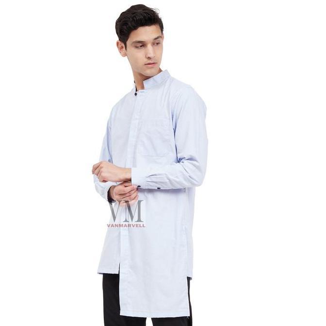 Vm Baju Koko Muslim Gamis Biru Muda Gm-027 Soft Blue