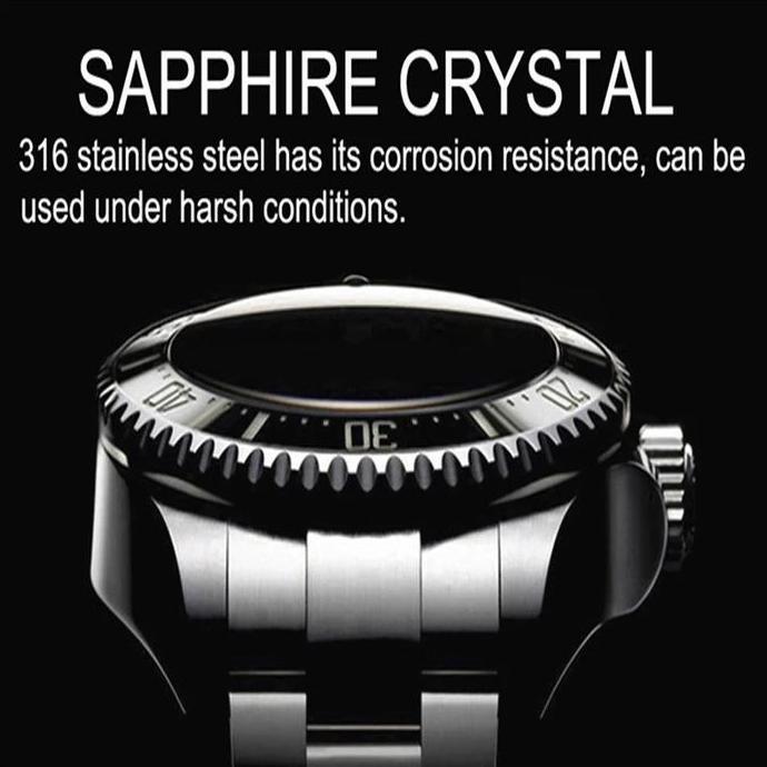 Jam Tangan Loreo Orinal Homage Submariner Silver Black