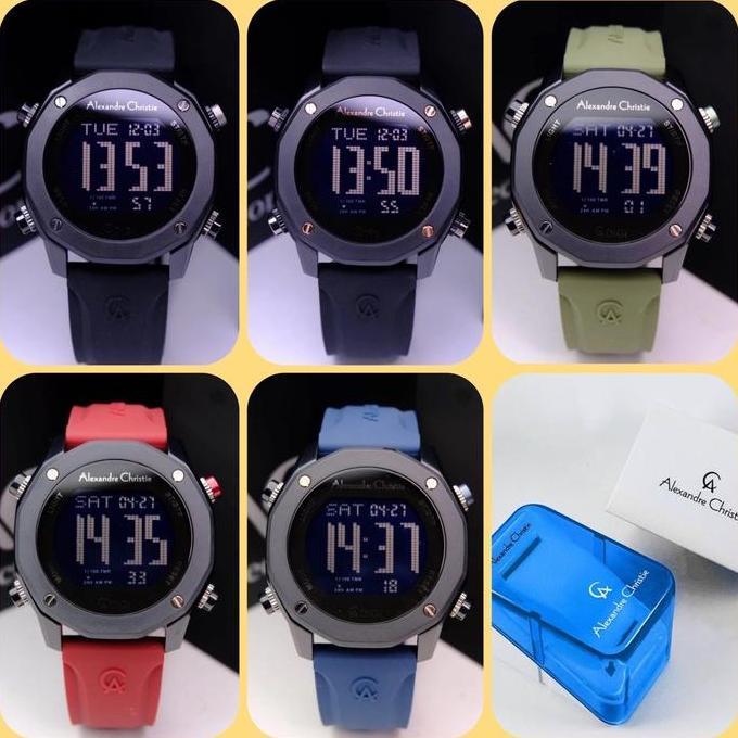 Jam Tangan Pria Alexandre Christie AC 9377 MH / AC 9377 / 9377 Orinal Dital Bercahaya Tahan air Gara