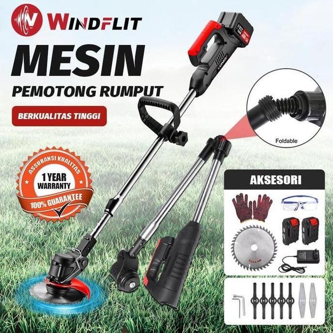 TERBARU IRONHOOF Mesin Pemotong Rumput Elektrik Mesin Potong Rumput Baterai