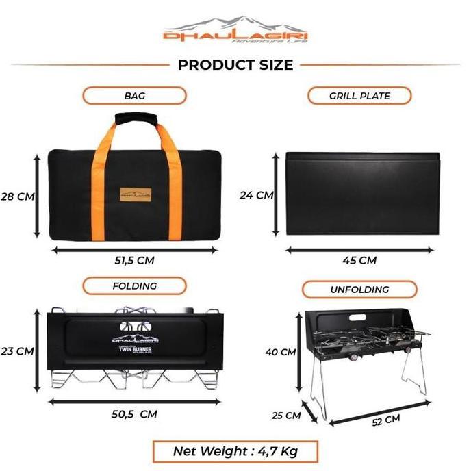 Dhaulagiri Camping Stove Twin Burner With Grill Plate
