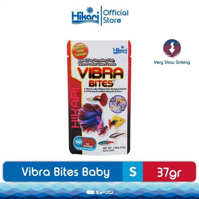 Eko_Storebookck - Hikari Vibra Bites Baby 37Gr - Pakan Ikan Pengganti Makanan Hidup Cacing Darah