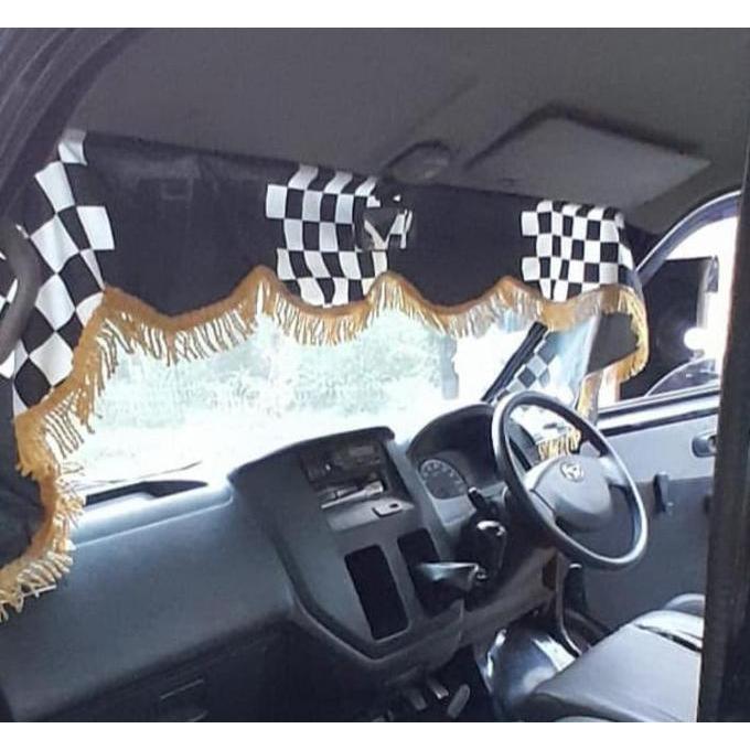 Lgsngkirim- Kain Aksesoris Kaca Depan Mobil Lis Rumbay Manik Manik Tirai Gorden Hordeng Hiasan Pintu