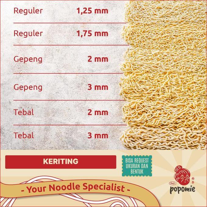 Mie Telur Popomie Bisa Request Tebal Halus Gepeng Lurus Keriting