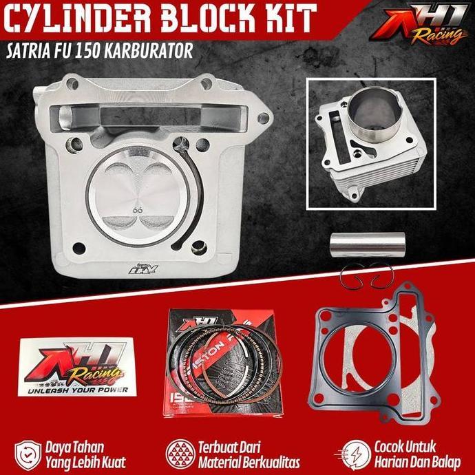 CYLINDER  BLOCK BLOK SEHER BORING BORE UP SATRIA FU 150 KARBURATOR 66 68 MM AH1 RACING IRON CASTING 