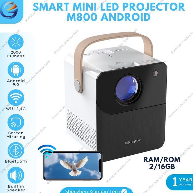 TERMURAH - Proyektor Mini LED M800 Android 9.0 Wifi 2000 Lumens | Proyektor Mini Android | Proyektor