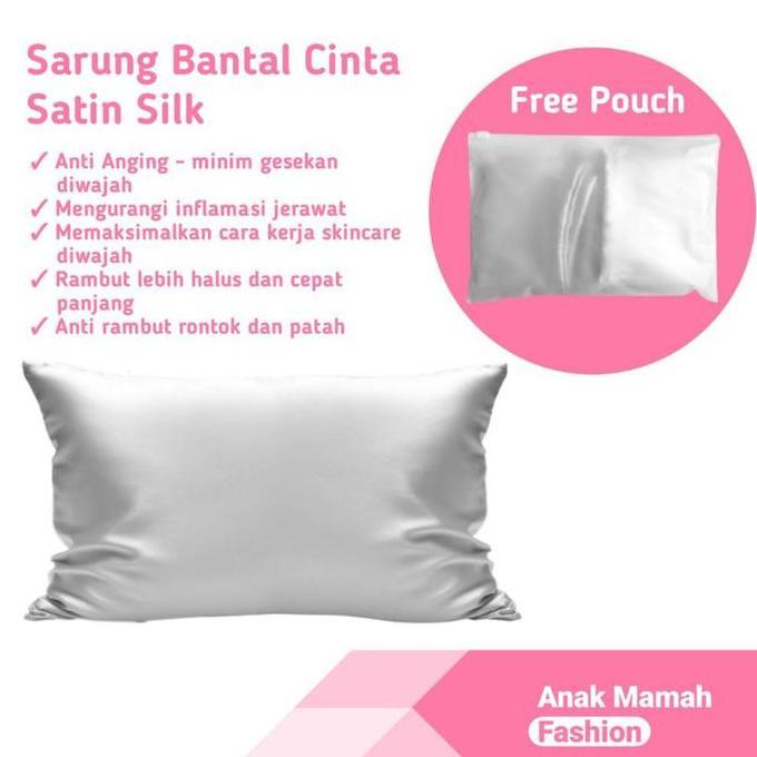 SARUNG BANTAL CINTA SATIN SILK TEBAL MOTIF POLOS PILLOW CASE MAXMARA PREMIUM