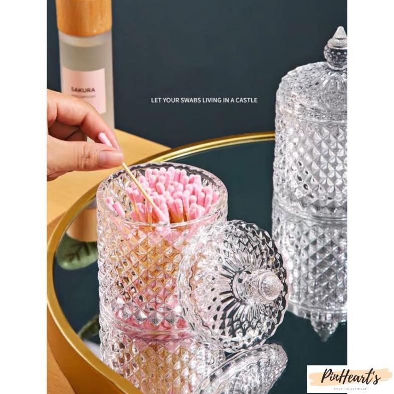 TOPLES KACA KRISTAL MOTIF WAJIK UKURAN BESAR & KECIL | STOPLES KUE | STOPLES PERMEN | GLASSWARE SOUV