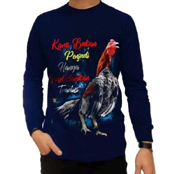 Kaos Pria Lengan Panjang Ayam Bangkok Penjudi / Baju Pria Tangan Panjang / Kaos Distro Pria / T-Shir