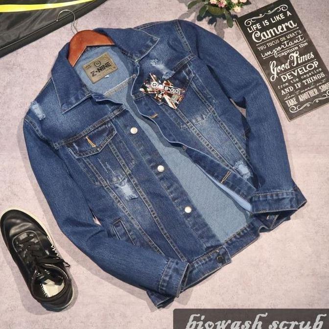 Jaket Jeans Pria Orinal Z-NINE model Biothing scrub size m l xl
