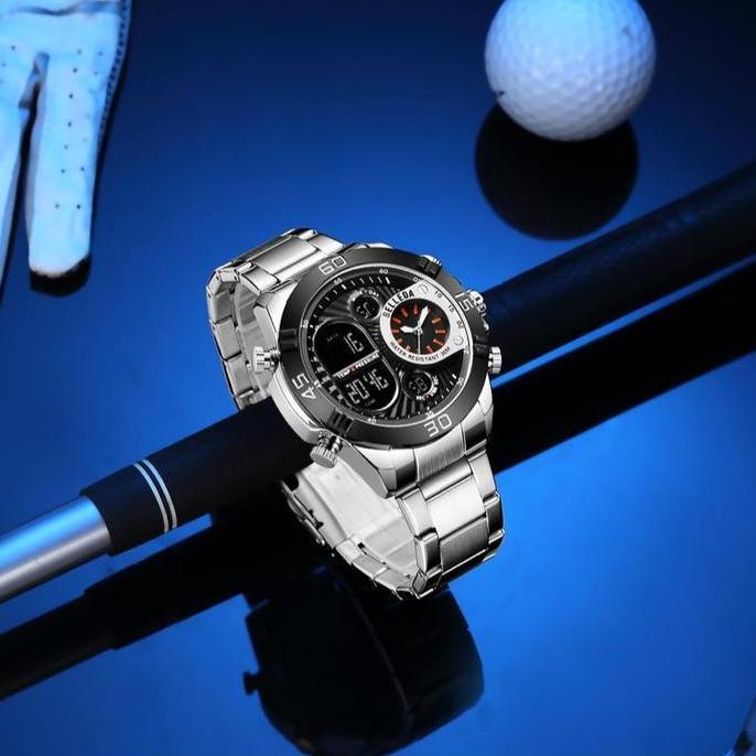 DISKON BUY 1 GET 1  BELLEDA 9271 RANTAI JAM TANGAN PRIA DUAL TIME
