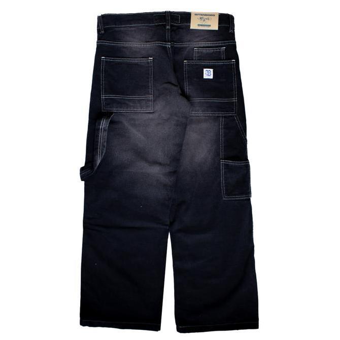 Celana Baggy Caenter Bitsnbobs76 Panther Black Washed - Denim 13 Oz - Jeans Panjang