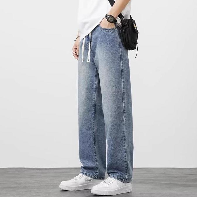 Celana jeans pria denim old blue korean style baggy jeans cowok celana panjang pria jeans dewasa reg