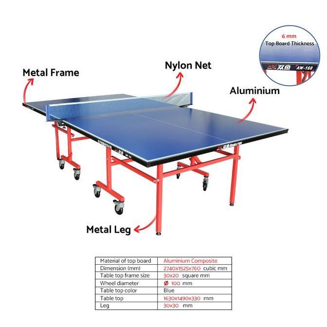 Meja Pingpong Tenis Meja Outdoor Double Fish AW 168 Import