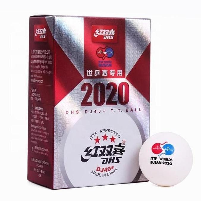 DHS Bola Pingpong Tenis Meja DJ40+ ITTF Worlds Busan 2020 Putih- Busan Stabil & Tidak Mudah Pecah