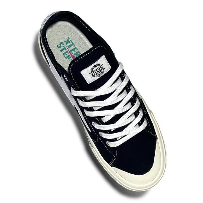 FREE ONGKIR XTERNALSTEPSURE SEPATU SNEAKERS PRIA WANITA001 MITTERNS STORM LOW BLACK WHITE CANVAS CAS