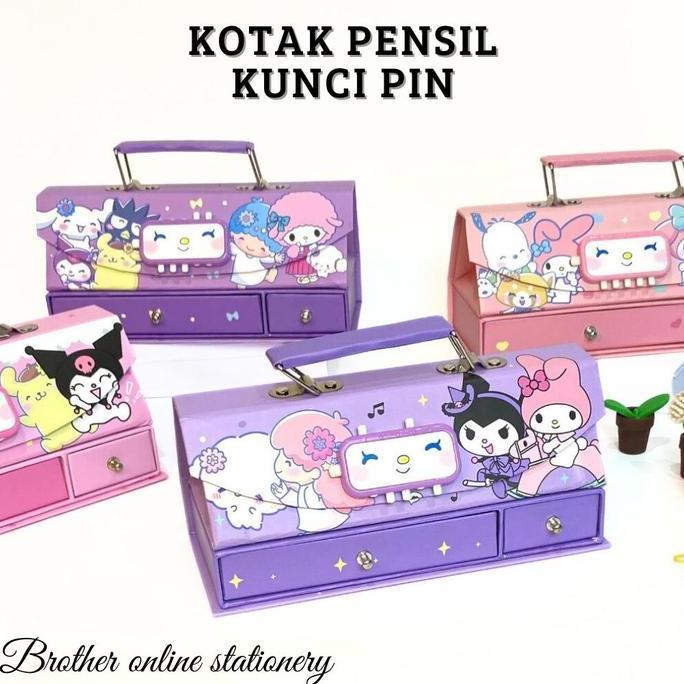 BOS Kotak Pensil Karton+Kode Kunci/Tempat Pensil/Pencil Case Code/Pin Stationery Besi/Kotak Pensil C