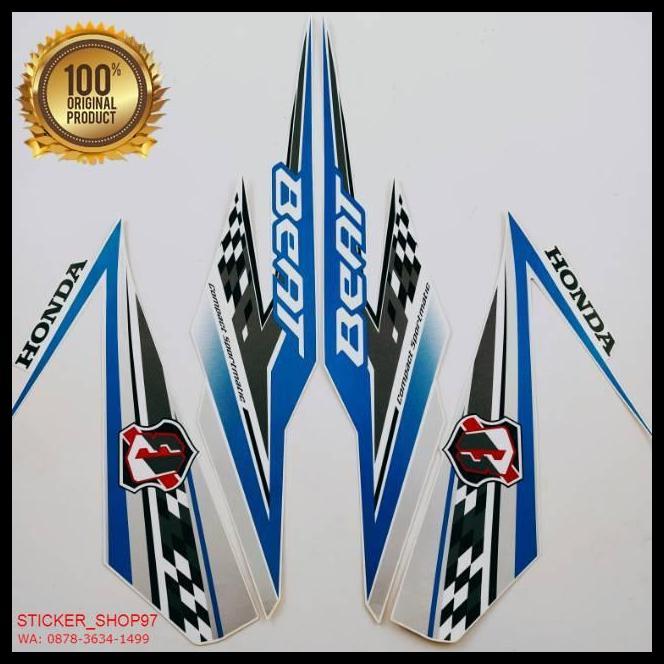 GRATIS ONGKIR (ORI) STRIPING HONDA BEAT FI ESP 2018 2019 PUTIH BIRU