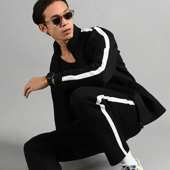 Heymale Tweed Tracktop Stripe Jaket Pria