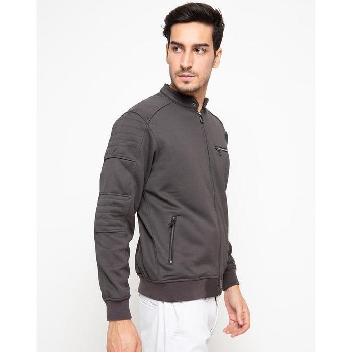 d&f CVC Jaket Pria Bomber Cut & Sewn - Abu Tua