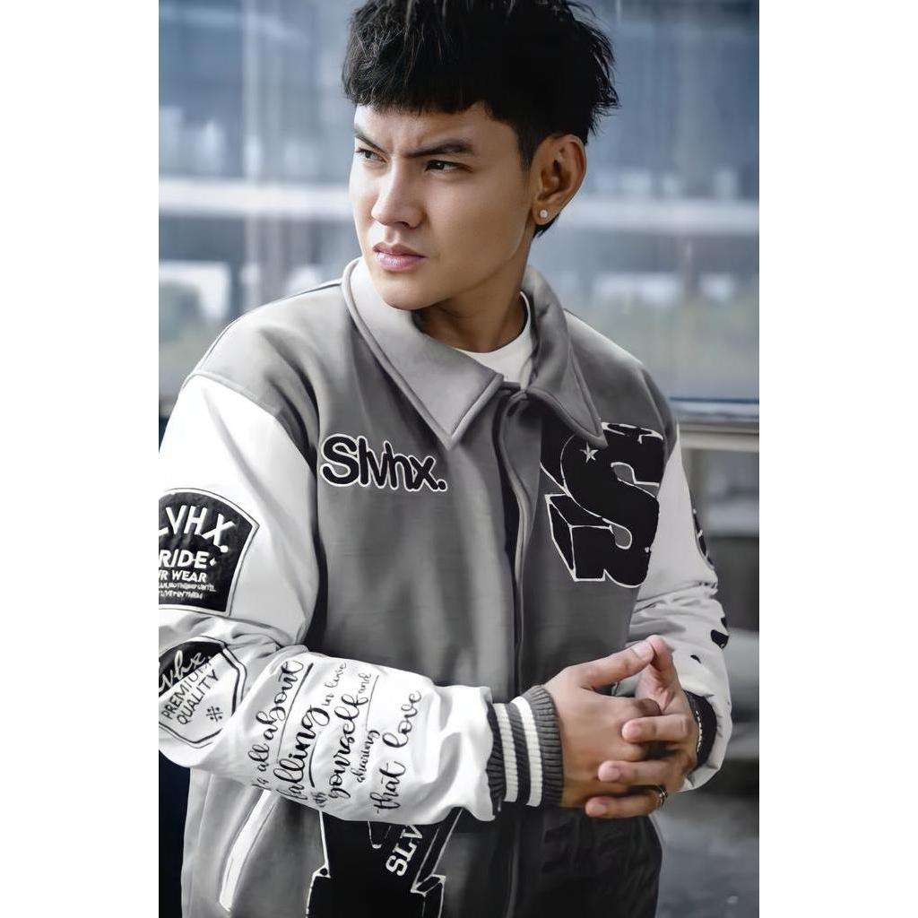Varsity Baseball Jacket Slvhx Superior Solid Grey