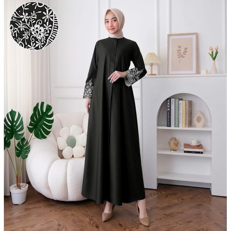 GAMIS/DRESS BORDIR MEWAH MADINA ASMA BAHAN KATUN TOYOBO , GAMIS POLOS BORDIR